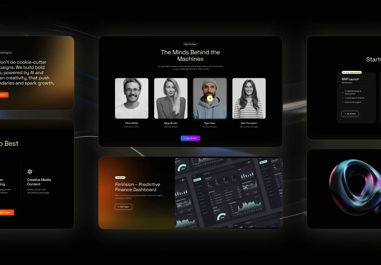 Tech agency site — The Minds Behind the Machine team page