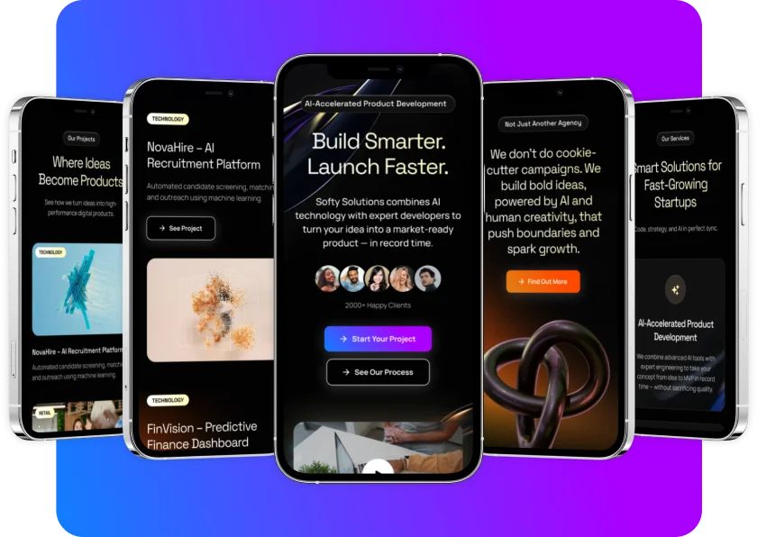 SaaS site — Build Smarter mobile and desktop dark preview