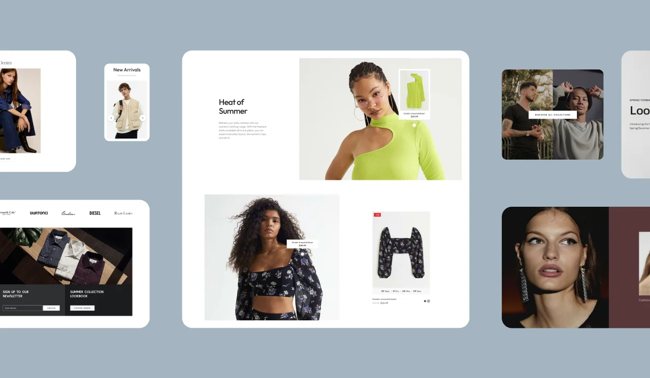 Clothing store site — product listing with green top
