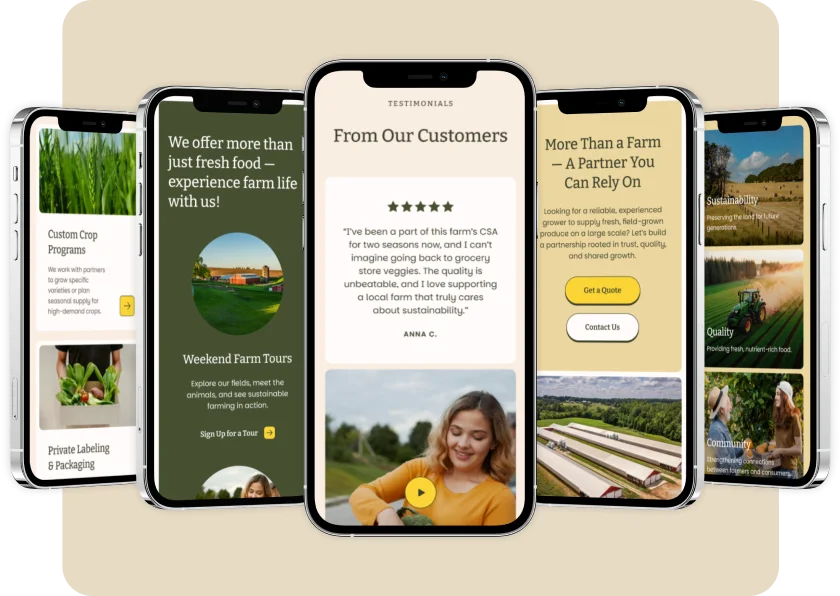 Wholesale produce supply site — mobile and desktop mockup