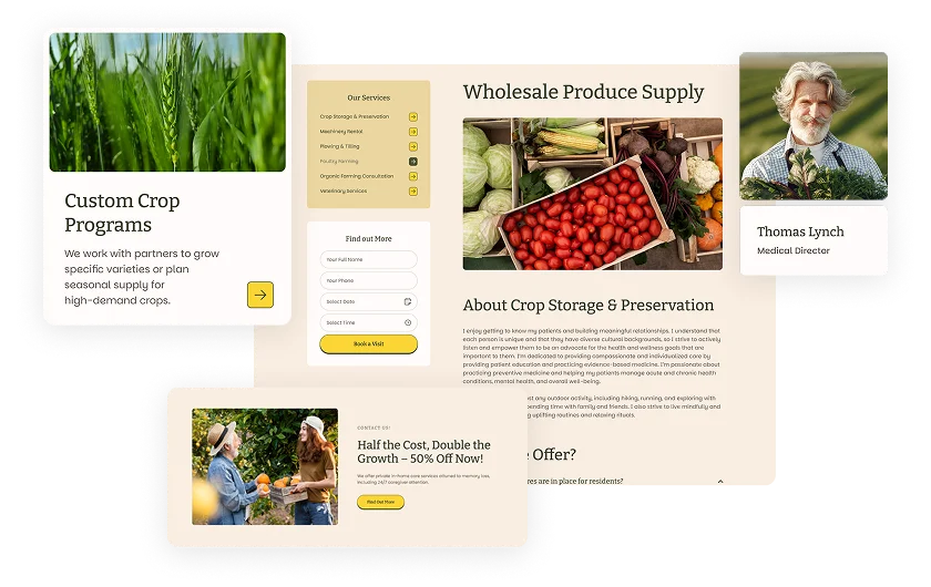 Farm e-commerce — Experience the Heart of Farming desktop layout