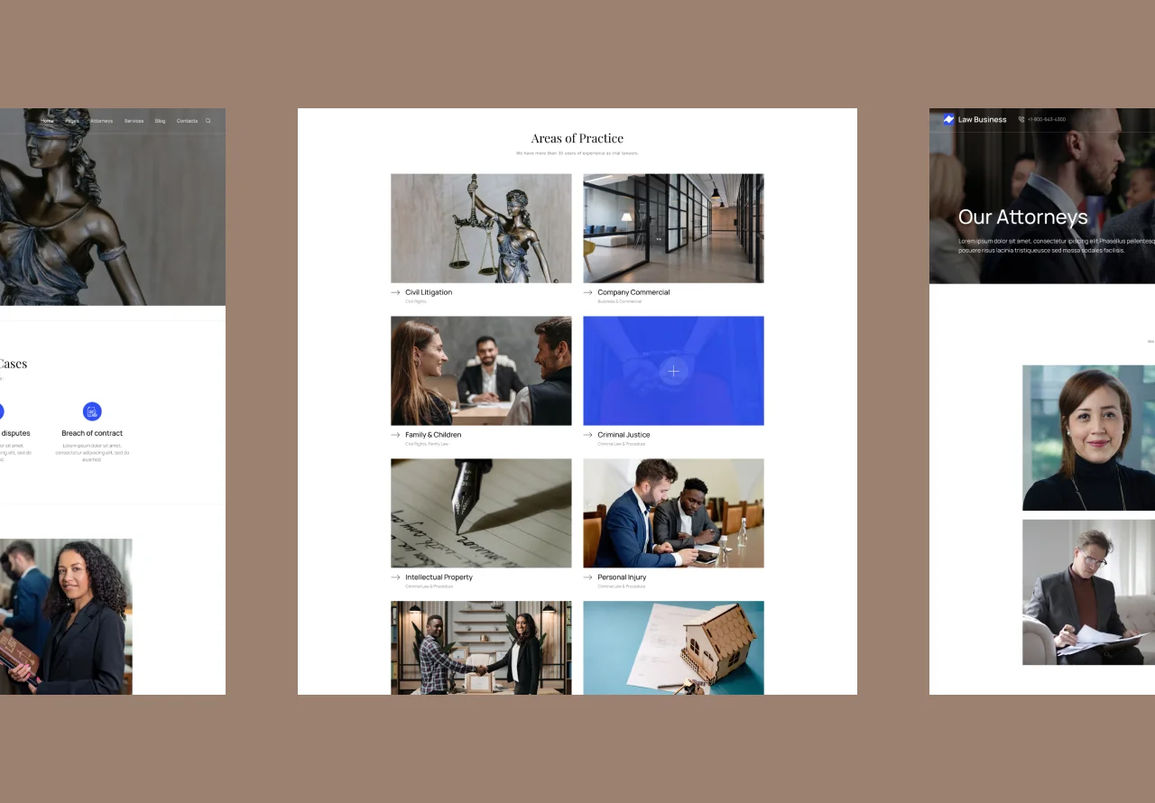 Legal WordPress website - attorney practice areas page