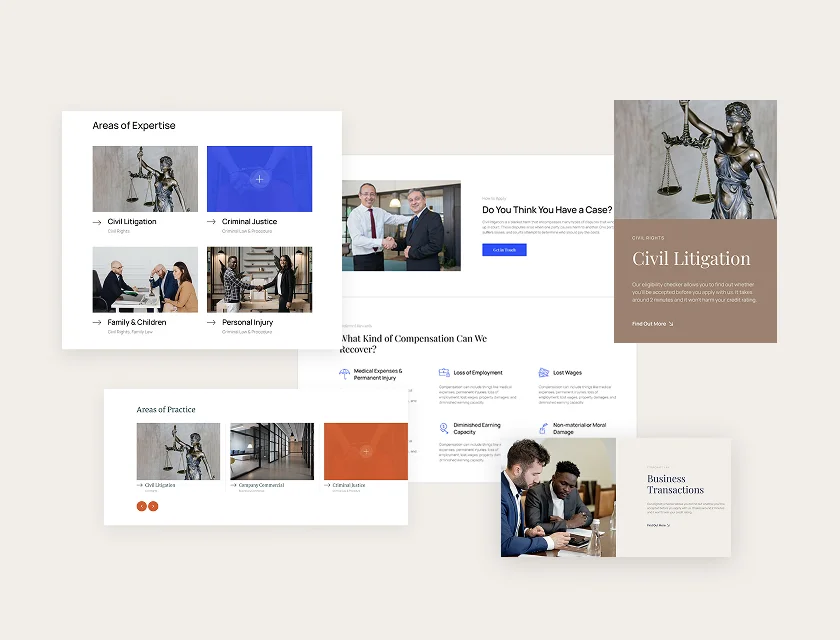 Law firm theme — blog and team page layout
