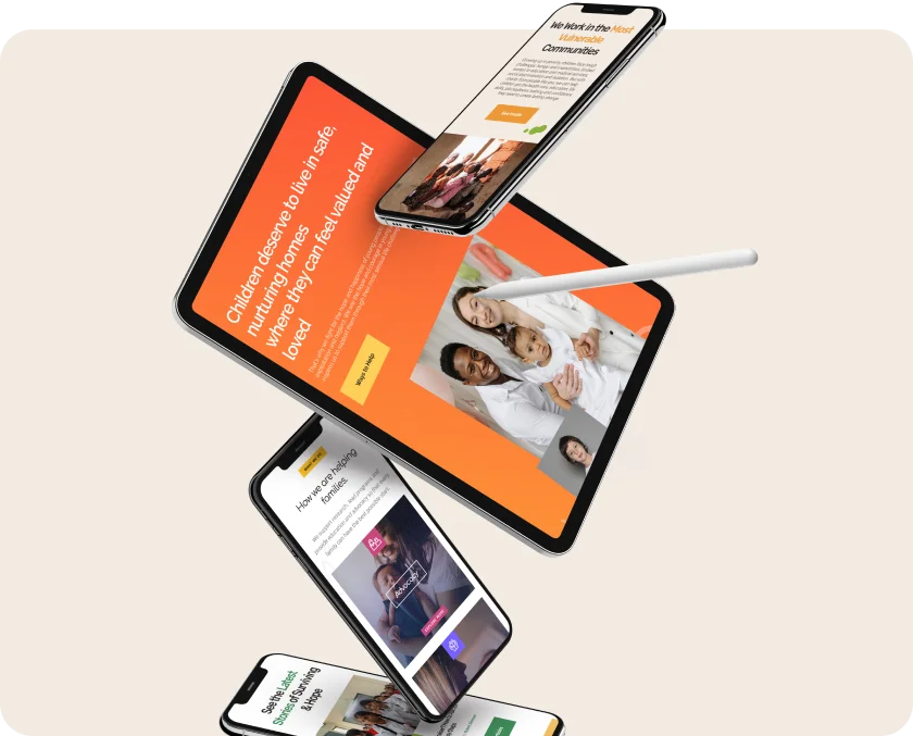 NGO WordPress website - mobile and tablet charity homepage