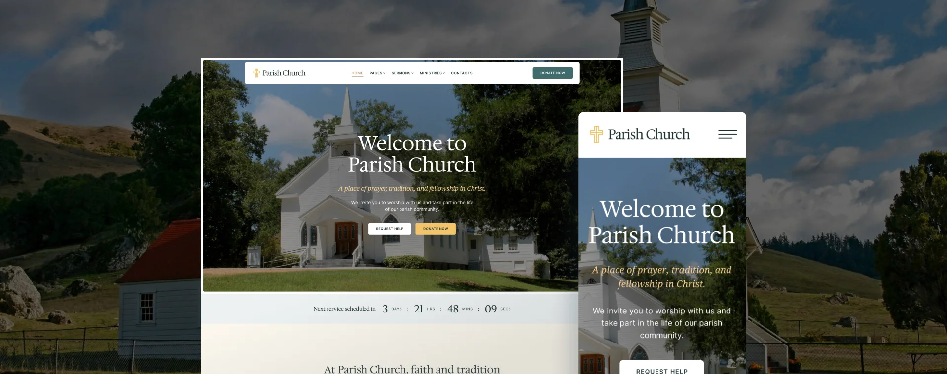 Parish Church WordPress website desktop homepage
