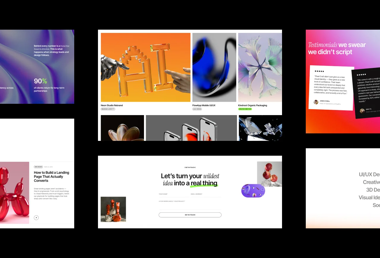 Designer portfolio — project gallery page layout
