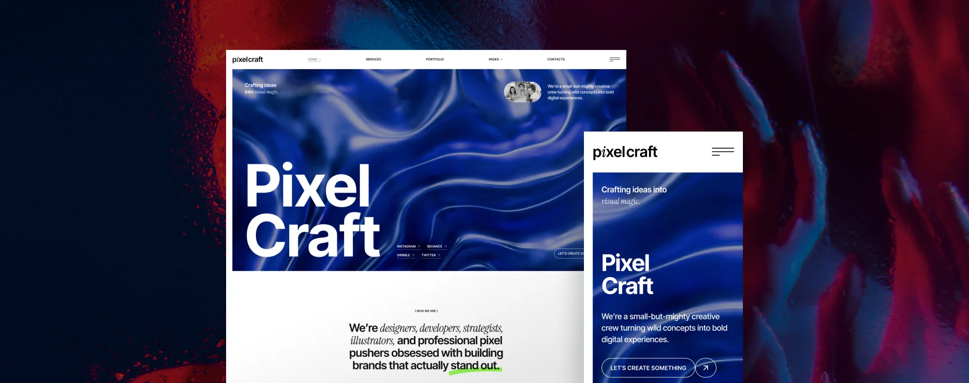 PixelCraft — digital agency or SaaS homepage design