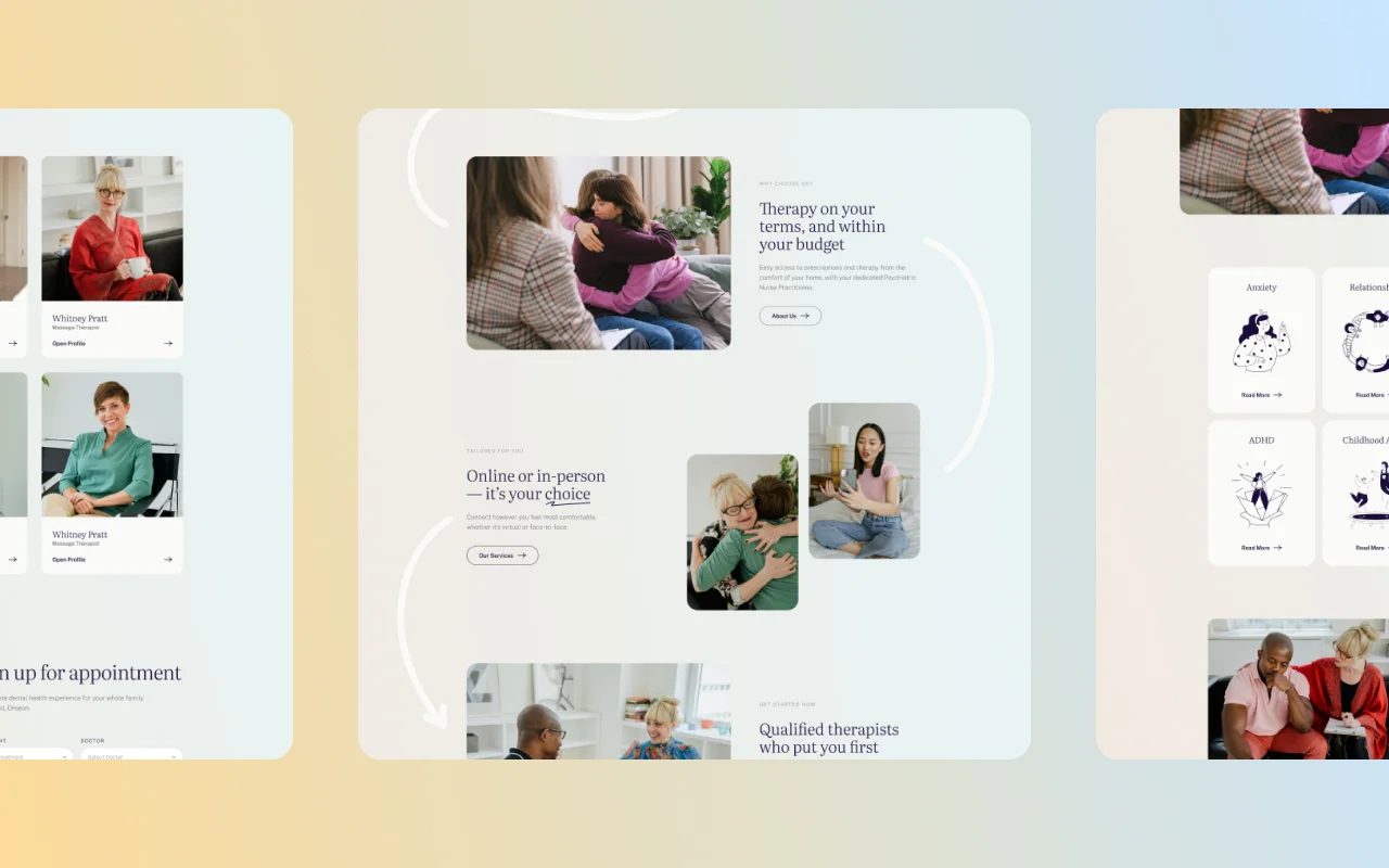 Health tech site — appointment booking and wellness page
