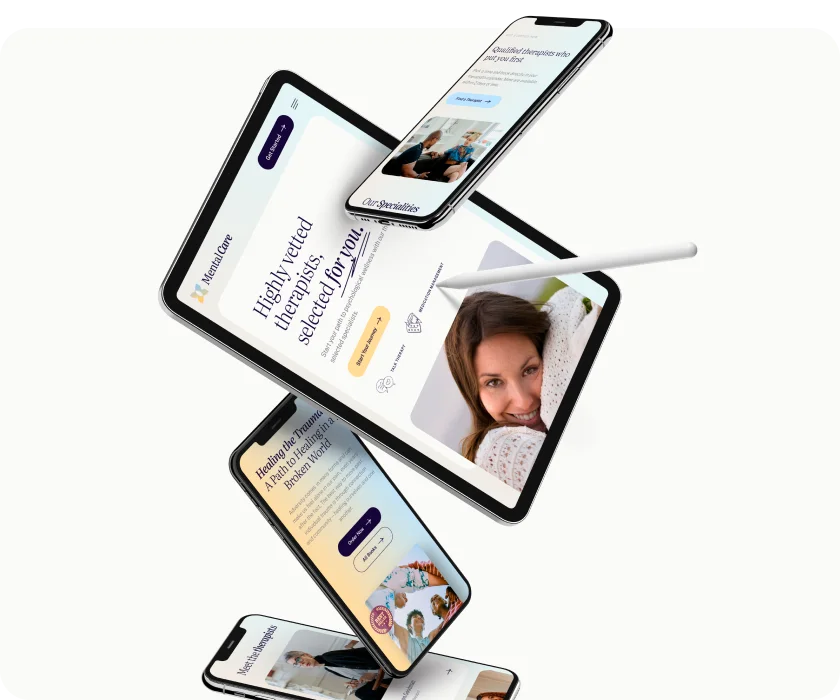 Telehealth site — mobile and tablet mockup