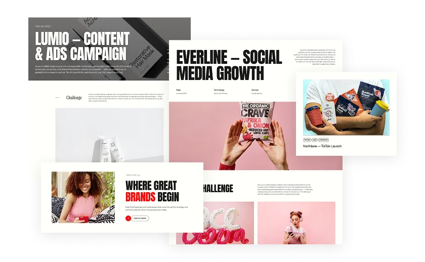 Business consulting site — dark homepage with metrics